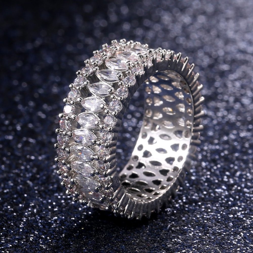 💞 Fashion Dainty Marquis Round Gems Beautiful Eternity Rings Women, PD168